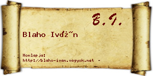 Blaho Iván névjegykártya